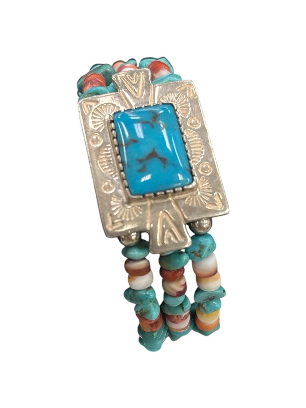 925 Sterling Silver Carolyn Pollack Turquoise Beaded Bracelet